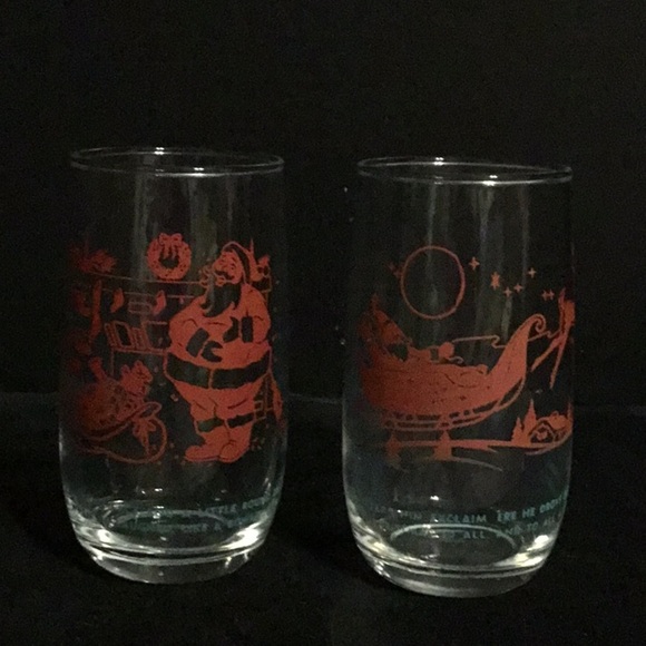Vintage Red Santa ‘Twas the Night Before Christmas Glasses 1950s Sealtest Promo - Picture 13 of 13